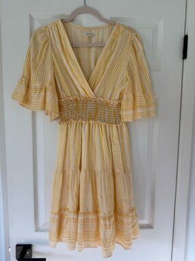 Max Studio Yellow Striped Midi Dress